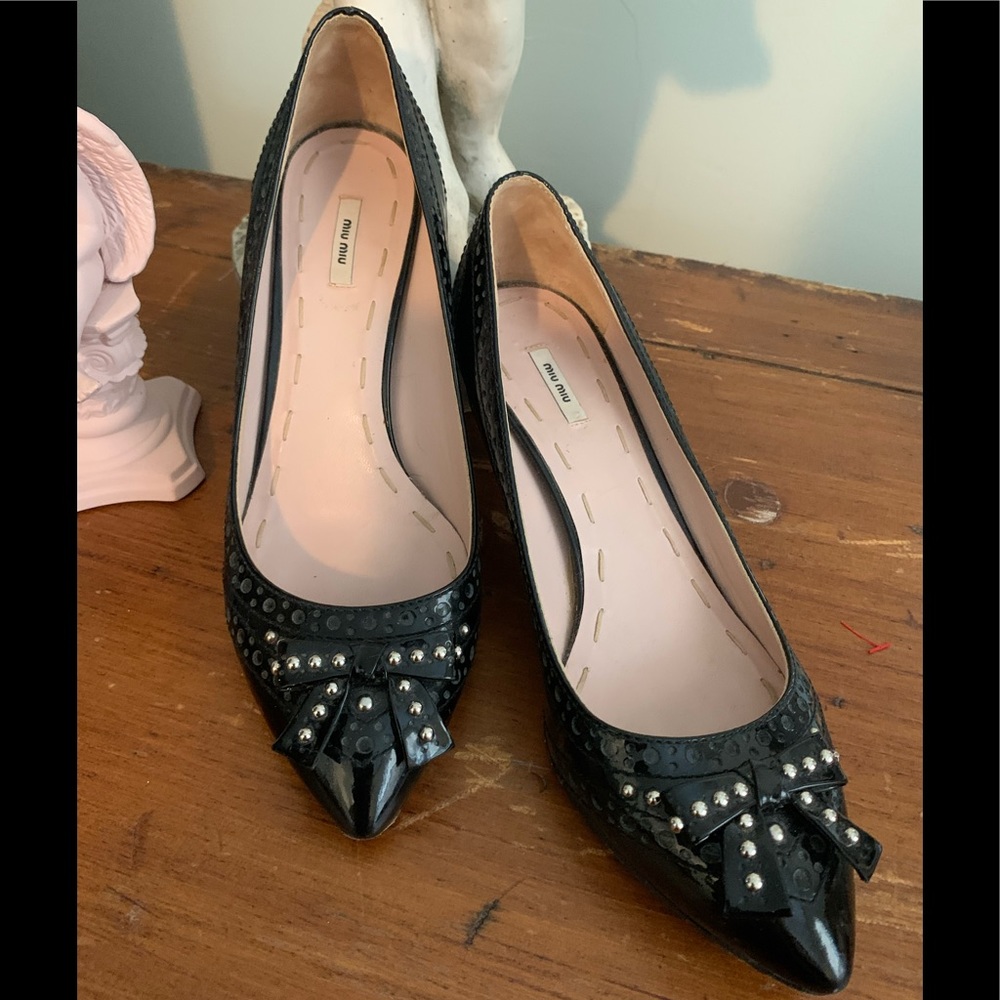 Miu Miu patten leather kitten heels